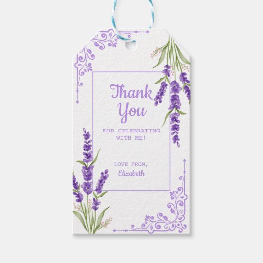 Elegant Paarse Lavendel Antiek Lijst Verjaardag Cadeaulabel (Voorkant)