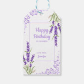Elegant Paarse Lavendel Antiek Lijst Verjaardag Cadeaulabel (Voorkant)