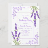 Elegant Paarse Lavendel Antiek Lijst Verjaardag Kaart (Voorkant)