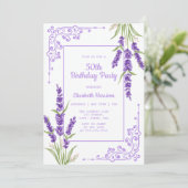 Elegant Paarse Lavendel Antiek Lijst Verjaardag Kaart (Staand voorkant)