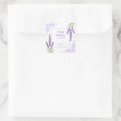 Elegant Paarse Lavendel Antiek Lijst Verjaardag Vierkante Sticker (Tas)