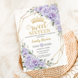 Elegant Paarse Lavendel Bloemzoet Zestien 16e Kaart