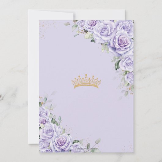 Elegant Paarse Lavendel Bloemzoet Zestien 16e Kaart (Achterkant)