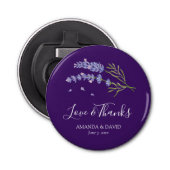 Elegant Paarse Lavendel Bruiloft Vrijgezellenfeest Button Flesopener (Voorkant)
