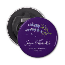 Elegant Paarse Lavendel Bruiloft Vrijgezellenfeest Button Flesopener
