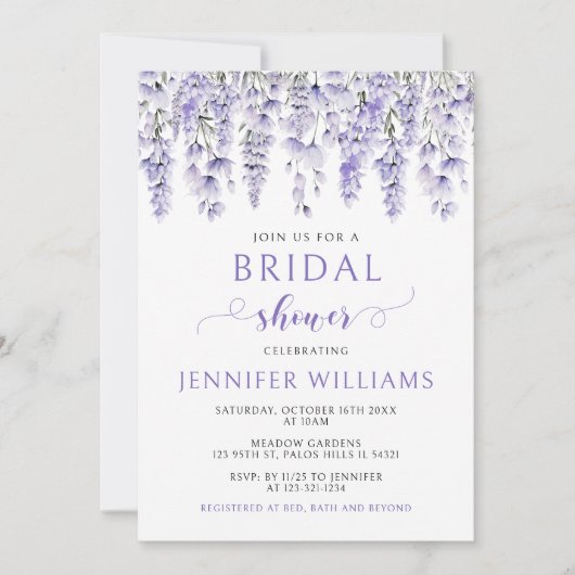 Elegant paarse lavendel floral vrijgezellenfeest kaart (Voorkant)