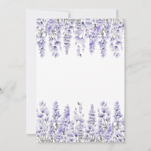 Elegant paarse lavendel floral vrijgezellenfeest kaart (Achterkant)