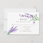 Elegant Paarse Lavendel Waterverf Bloemen Bruiloft RSVP Kaartje (Voorkant)