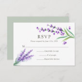 Elegant Paarse Lavendel Waterverf Bloemen Bruiloft RSVP Kaartje (Voorkant / Achterkant)