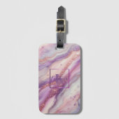 Elegant Paarse lavendelmarmer met glitteraderen Bagagelabel (Voorkant (verticaal))