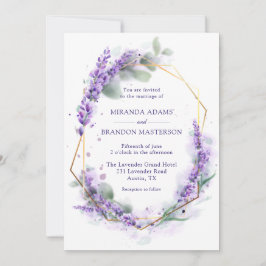 Elegant Paarse Lavender Waterverf Floral Wedding Kaart