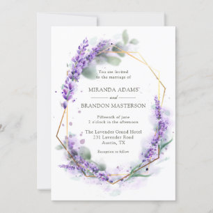 Elegant Paarse Lavender Waterverf Floral Wedding Kaart
