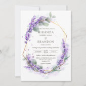 Elegant Paarse Lavender Waterverf Floral Wedding Kaart (Voorkant)