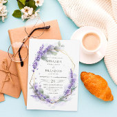 Elegant Paarse Lavender Waterverf Floral Wedding Kaart
