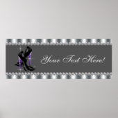 Elegant Paarse leopard High Hiel Party Banner Poster (Voorkant)