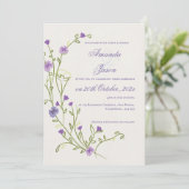 Elegant Paarse Lijst Bloemen Bruiloft Kaart (Staand voorkant)