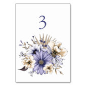 Elegant Paarse lila Bloemen Bladblad Tafelnummer (Voorkant)