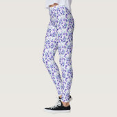 Elegant Paarse Lila bloemetje op wit Leggings (Links)