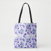 Elegant Paarse Lila bloemetje op wit Tote Bag (Voorkant)