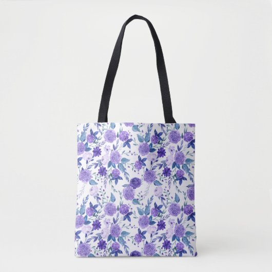 Elegant Paarse Lila bloemetje op wit Tote Bag (Voorkant)