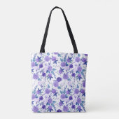 Elegant Paarse Lila bloemetje op wit Tote Bag (Achterkant)