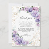 Elegant Paarse Lila lavender Rozen Weddenschap Bedankkaart (Voorkant)