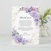 Elegant Paarse Lila lavender Rozen Weddenschap Bedankkaart (Staand voorkant)