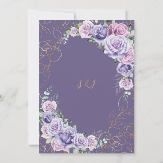 Elegant Paarse Lila lavender Rozen Weddenschap Bedankkaart (Achterkant)