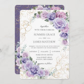 Elegant Paarse Lila lavender Rozen Weddenschap Kaart (Voorkant / Achterkant)