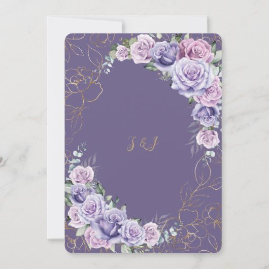 Elegant Paarse Lila lavender Rozen Weddenschap Kaart (Achterkant)