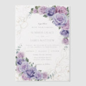 Elegant Paarse Lila lavender Rozen Weddenschap Vellum Uitnodigingen (Voorkant)