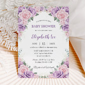 Elegant Paarse Lila Roze Bloemen Baby shower Kaart