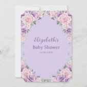 Elegant Paarse Lila Roze Bloemen Baby shower Kaart (Achterkant)