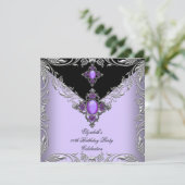 Elegant Paarse Lila Silver Jewel Birthday Party 3 Kaart (Staand voorkant)