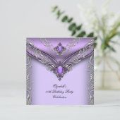 Elegant Paarse Lila Silver Jewel Birthday Party Kaart (Staand voorkant)