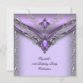 Elegant Paarse Lila Silver Jewel Birthday Party Kaart (Voorkant)