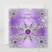 Elegant Paarse Lila Snowflake Birthday Party Kaart (Voorkant)