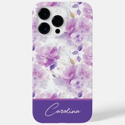 Elegant paarse lila waterverf bloemontwerp Case-Mate iPhone case (Achterkant)