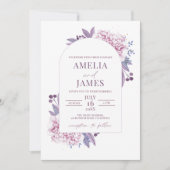 Elegant Paarse Lila Waterverf FotoArch Kaart (Voorkant)