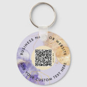 Elegant Paarse Logo & QR Code Company Sleutelhange Sleutelhanger (Achterkant)