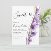 Elegant Paarse loof zoet zestien 16 jarig Kaart (Staand voorkant)