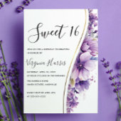 Elegant Paarse loof zoet zestien 16 jarig Kaart