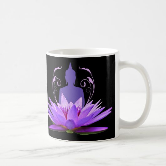 Elegant Paarse Lotus Flower Meditation Koffiemok (Rechts)