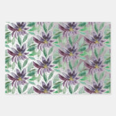 Elegant Paarse Lotus Waterverf Inpakpapier Vel (Voorkant 3)