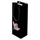 Elegant Paarse Magnolia Waterverf Floral Black Wijn Cadeautas (Voorkant Gekanteld)