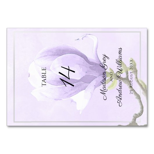Elegant Paarse Magnolia Wedding Kaart (Achterkant)