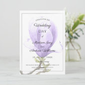 Elegant Paarse Magnolia Wedding Kaart (Staand voorkant)