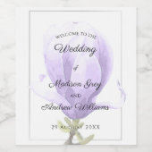 Elegant Paarse Magnolia Wedding Wijn Etiket