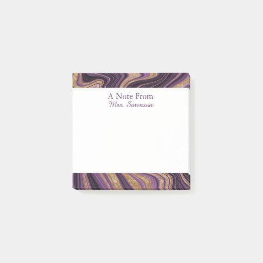Elegant Paarse Marble Personalized Sticky Notes (Voorkant)