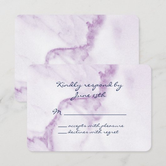 Elegant Paarse Marble RSVP (Voorkant / Achterkant)